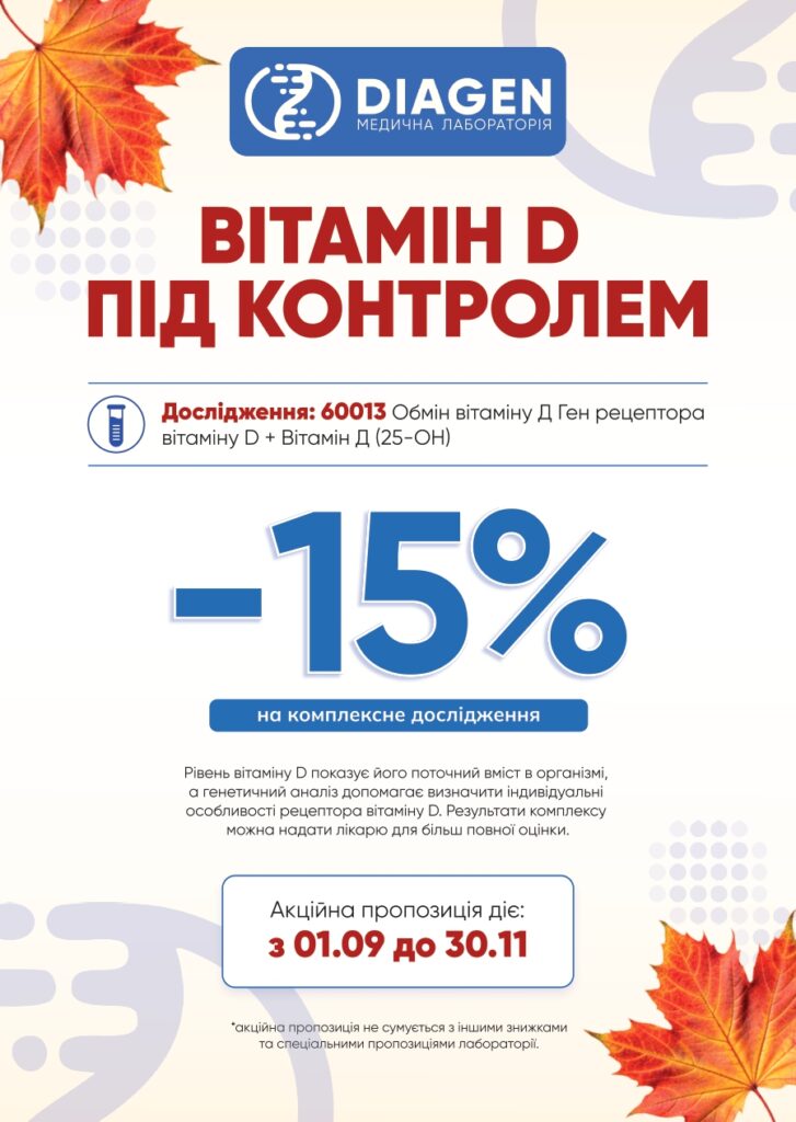 Акція «Вітамін D під контролем»: -15% на комплекс 60013 «Обмін вітаміну D»
